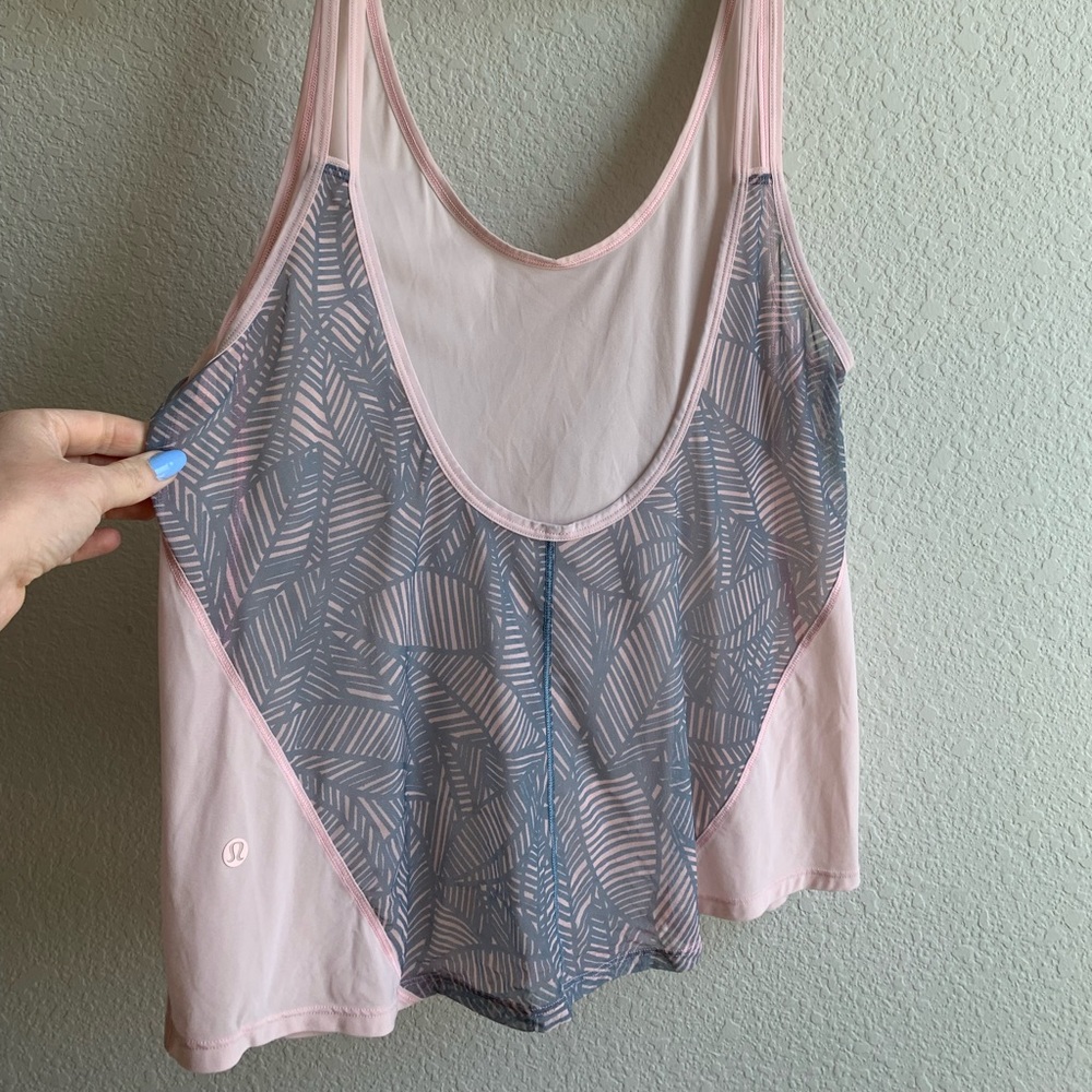 Lululemon light pink tank with grey back detail